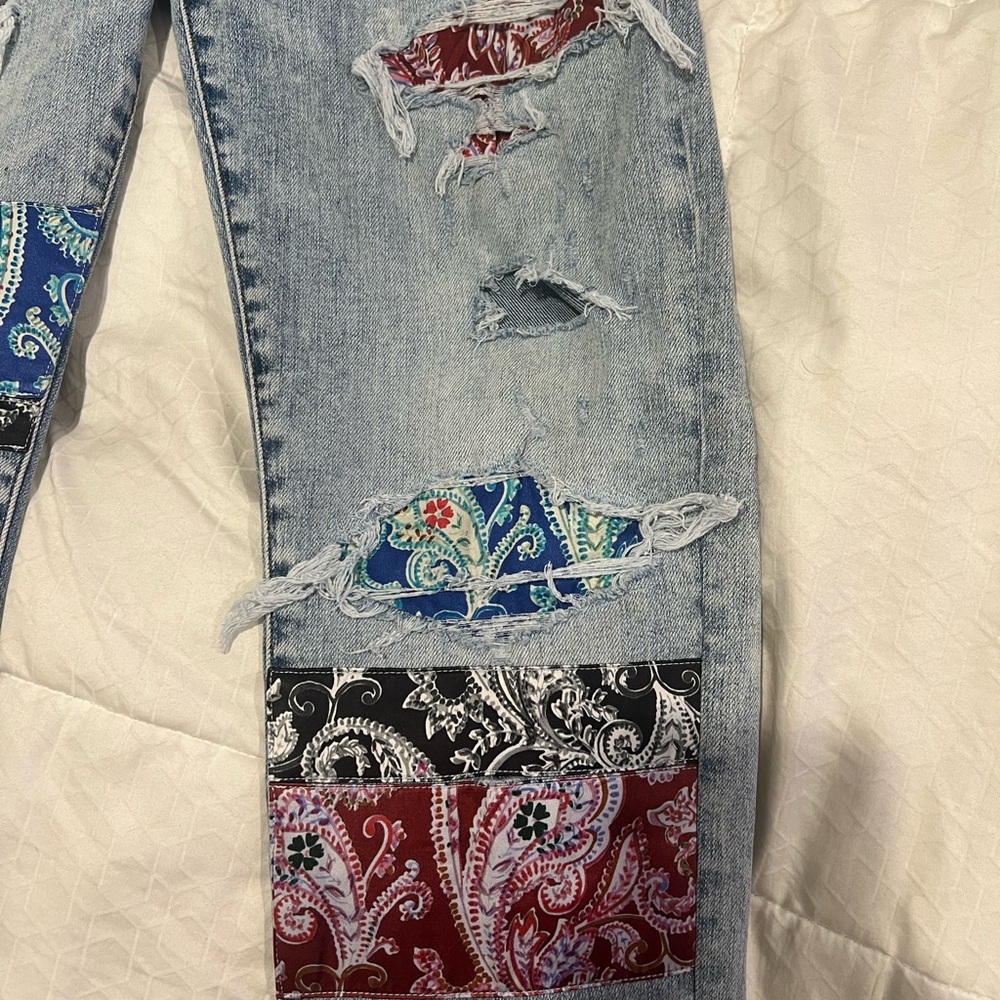 100% Authentic Amiri Paisley / pajama patch multi color jeans AMIRI - Picture 6 of 7